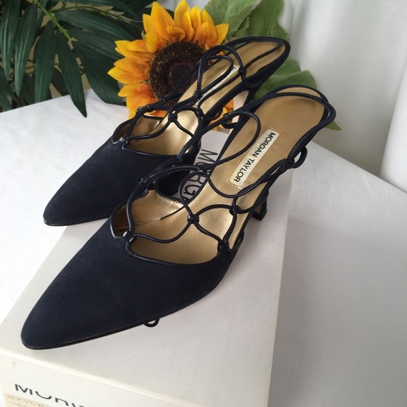 Morgan Taylor Slingback Blue Suede Heels - Picture 5 of 10